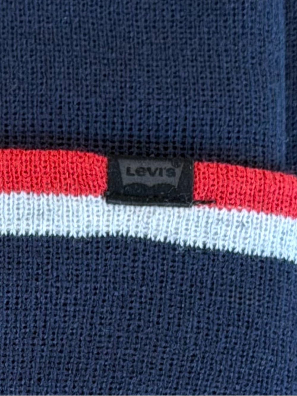 Levi’s Beanie Scarf Set Navy Red Gray Knit Men OS NWT - Picture 2 of 4